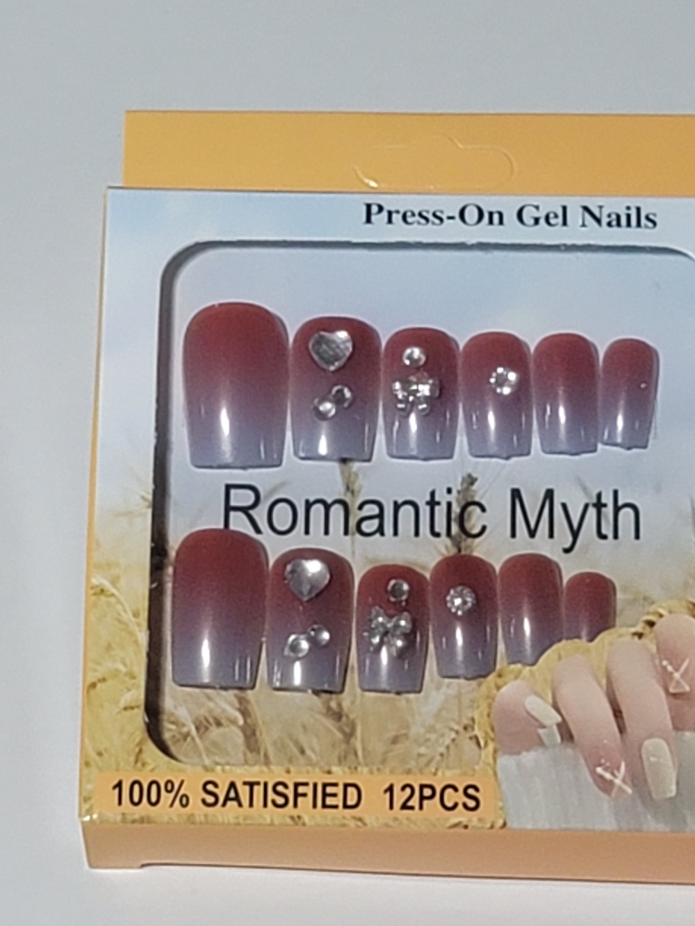 ❤️‍🔥6/$15❤️‍🔥Press-On Gel Nails - Burgundy Ombre with Rhinestones
